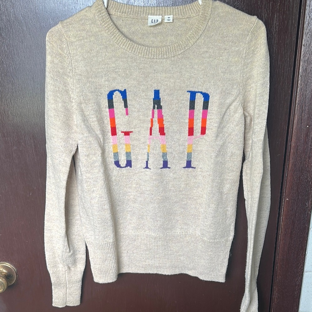 GAP Cream Crew Neck Sweater Soft Knit Ribbed Cuffs